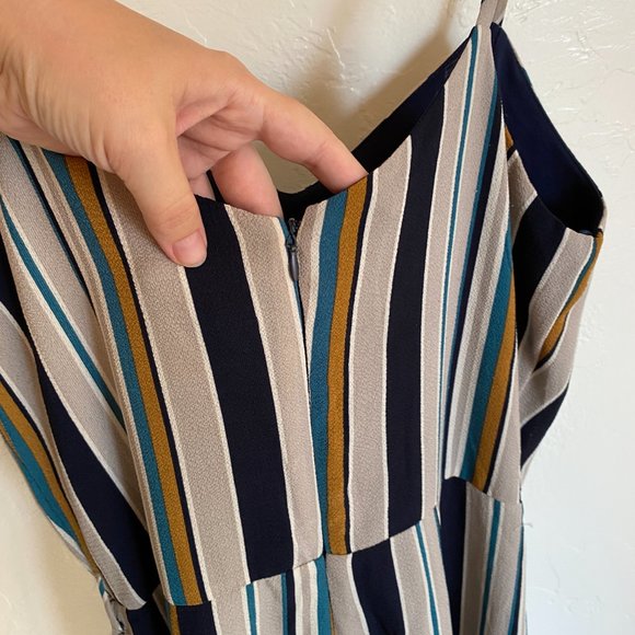 Monteau Striped Split Leg Spaghetti Strap Jumpsuit Size Large - Picture 5 of 8